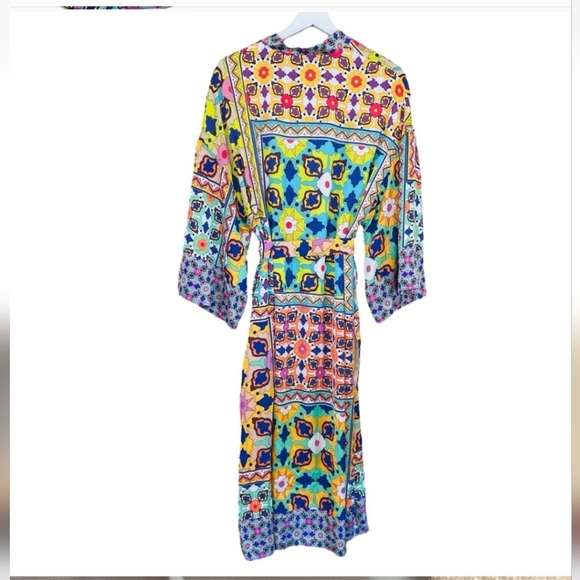 Zara NWTs Satin Colorful Boho Floral Kimono Duster - Picture 4 of 8
